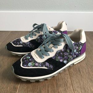 Coach Sneakers / Tennis Shoes - Purple Floral, Black - Women's Size 7B / 37.5 EU